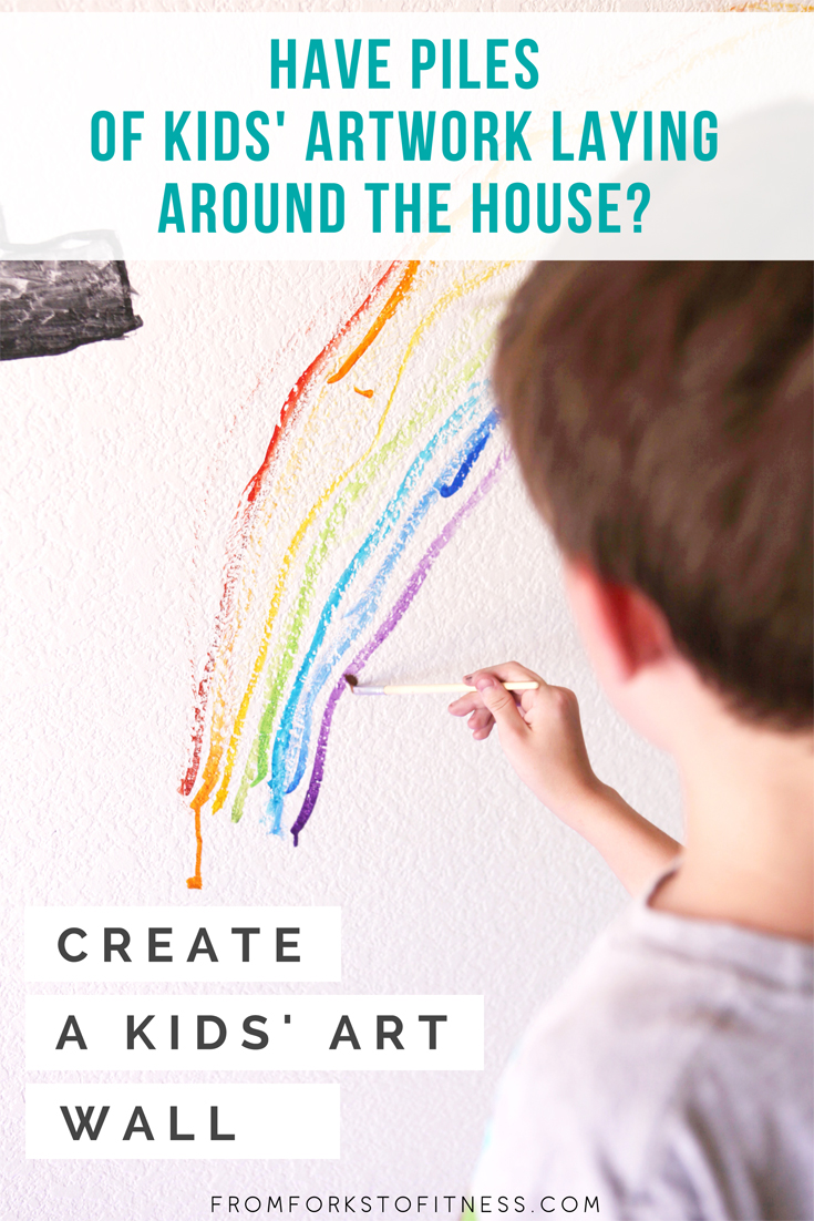 Have piles and piles of kids' doodles and artwork? This kids art wall might be the answer for you. #montessori #homeschool #kids #painting #ideas #display #decor